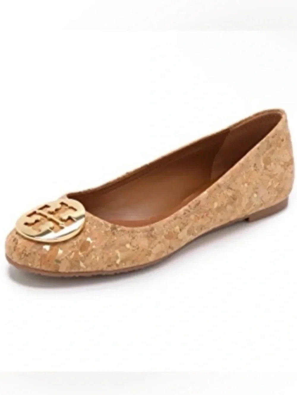 Tory Burch Cork Ballet Flats with Gold Logo Medallion